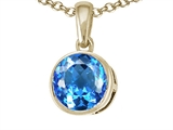 Tommaso Design™ Genuine Round Blue Topaz Pendant
