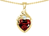 Original Star K™ Loving Mother With Child Family Pendant With Genuine 8mm Heart Shape Garnet