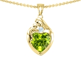 Original Star K™ Loving Mother With Child Family Pendant With Genuine Heart Shape Peridot