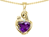 Original Star K™ Loving Mother With Child Hugging Pendant With Genuine Heart Shape Amethyst