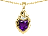 Original Star K™ Loving Mother With Children Pendant With Genuine Heart Shape Amethyst