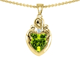 Original Star K™ Loving Mother With Children Pendant With Genuine Heart Shape Peridot