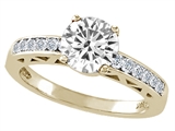 Tommaso Design™ Genuine White Topaz and Diamond Solitaire Engagement Ring