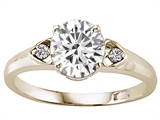 Tommaso Design™ Genuine White Topaz and Genuine Diamonds set in Engagement Ring
