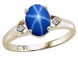 Tommaso Design™ Created Star Sapphire and Genuine Diamond Ring