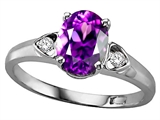 Tommaso Design™ Genuine Amethyst and Diamond Ring