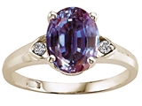 Tommaso Design™ Oval 9x7mm Simulated Alexandrite And Genuine Diamond Ring