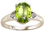 Tommaso Design™ Oval 9x7mm Genuine Peridot and Diamond Ring
