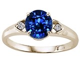 Tommaso Design™ Round 7mm Created Sapphire and Diamond Engagement Ring