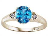 Tommaso Design™ Round Genuine Blue Topaz and Diamond Engagement Ring