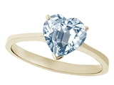 Tommaso Design™ Genuine Aquamarine Heart Shape 8mm Solitaire Engagement Ring