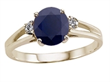 Tommaso Design™ Genuine Black Sapphire Round 7mm and Diamond Ring