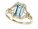 Tommaso Design™ Genuine Emerald Cut Aquamarine and Diamond Ring