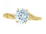 Tommaso Design™ Round 7mm Genuine Aquamarine and Diamonds Bypass Ring