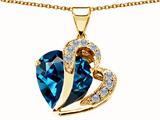 Original Star K™ Heart Shape 12mm Simulated Blue Topaz Pendant