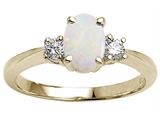 Tommaso Design™ Oval 8x6 Genuine Opal Engagement Ring