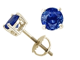 Tommaso Design™ 5mm. Genuine Round Sapphire Screw Back Earring Studs