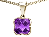 Tommaso Design™ Clover Cut Genuine Amethyst Pendant