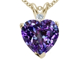Tommaso Design™ 8mm Heart Shape Simulated Alexandrite And Genuine Diamond Pendant