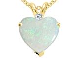 Tommaso Design™ 8mm Heart Shape Genuine Opal and Diamond Pendant