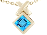 Tommaso Design™ 6mm Square Cut Genuine Blue Topaz Pendant