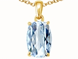 Tommaso Design™ Rare European Checkerboard Cut Cushion Shape Genuine Aquamarine Pendant
