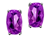 Tommaso Design™ Checkerboard Cushion Cut Genuine Amethyst Earrings