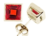 Tommaso Design™ Square Cut Genuine Garnet Earrings