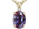 Tommaso Design™ Oval 9x7mm Simulated Alexandrite And Genuine Diamond Pendant