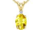 Tommaso Design™ Oval Genuine Yellow Sapphire and Diamond Pendant