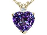 Tommaso Design™ 8mm Heart Shape Simulated Alexandrite And Genuine Diamond Pendant