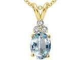 Tommaso Design™ Oval 8x6mm Genuine Aquamarine and Diamond Pendant