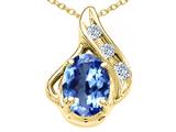 Tommaso Design™ Oval 7x5mm Genuine Tanzanite and Diamond Pendant