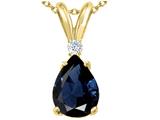 Tommaso Design™ Pear Shape 8x6mm Genuine Sapphire and Diamond Pendant