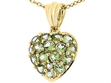 Tommaso Design™ Puffed Heart with Round Genuine Peridot Pendant