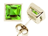 Tommaso Design™ Square Cut Genuine Peridot Earrings