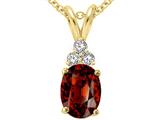 Tommaso Design™ Oval 8x6mm Genuine Garnet and Diamonds Pendant