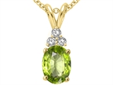 Tommaso Design™ Oval Genuine Peridot and Diamond Pendant
