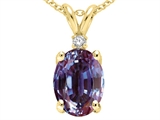 Tommaso Design™ Oval Simulated Alexandrite And Genuine Diamond Pendant