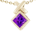 Tommaso Design™ Square Genuine Amethyst Pendant