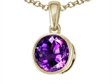 Tommaso Design™ 7mm Round Genuine Amethyst Pendant