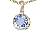 Tommaso Design™ Round 7mm Genuine Aquamarine Pendant