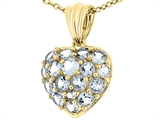 Tommaso Design™ 1inch Puffed Heart with Genuine Aquamarine Pendant