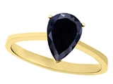 Tommaso Design™ Genuine Black Sapphire Pear Shape Solitaire Engagement Ring