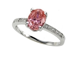 Zoe R™ Fancy Pink Signity by Swarovski Cubic Zirconia (CZ) Engagement Ring with Diamonds