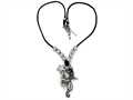 Otazu White Swarovsky Crystal Seahorse and Star Leather Necklace with Toggle Clasp