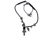 Otazu Black Swarovsky Crystal Cross Leather Necklace with Toggle Clasp