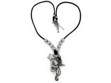 Otazu White Swarovsky Crystal Seahorse and Star Leather Necklace with Toggle Clasp