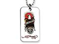 Ed Hardy Eagle and Skull Dog Tag Painted Necklace