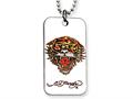 Ed Hardy Roaring Tiger Dog Tag Painted Necklace